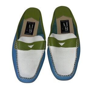 Loafers Sz 8 Women's Slides Streetwear Y2K Prep Work VTG Blue‎ Green Shoes 90s